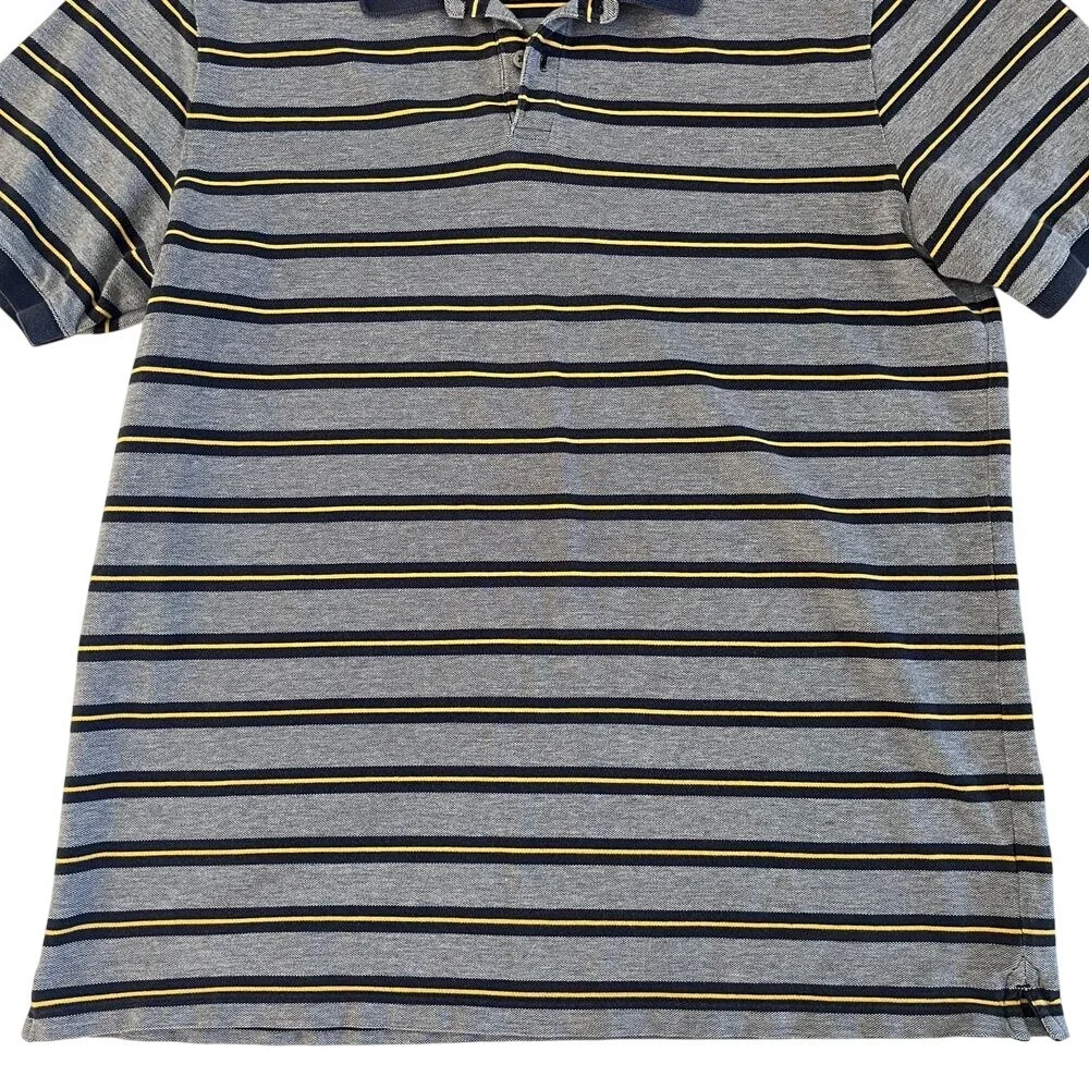 Banana Republic Mens Vintage XL Blue/Yellow Striped Polo Shirt, Banana‎ 216